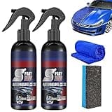 3 in 1 Ceramic Car Coating Spray,Multi-Functional Coating Renewal Agent,High Protection Quick Car Coating Spray Fast-Acting,Plastic Parts Refurbish Agent,Waterless Car Wash,Nanotechnology (2PCS)