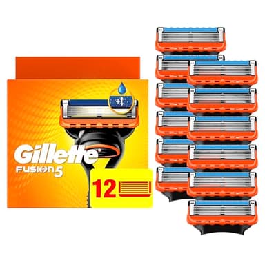 Gillette Fusion5 Razor Blade Refills for men- 12 Count – 5-Bladed with Lubrication Strip and Precision Trimmer