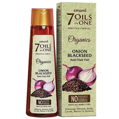 Emami 7-in-1 Hair Oil | Onion Blackseed Anti Hairfall Oil | Strengthens Hair Follicles | Fights Hair Loss & Breakage | Provides Thick & Shiny Hairs | 6.76 Fl Oz/200ml