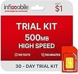 $1/Month | Infimobile Prepaid Plan: 30 Day Plan | 500MB High-Speed Data | 100 Min Talk + 100 Text | Prepaid Plan Service SIM Card | Nationwide Coverage | 4G, 5G Verizon Network