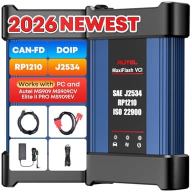 Autel J2534 MaxiFlash VCI, 2026 J2534 Reprogramming Tool, Pass-Thru ECU Programming Tool, DoIP/CAN FD/D-PDU 4 Channels, Work w/MaxiCOM Ultra Lite MaxiSYS Elite II Pro MS909 MS909EV MS909CV