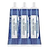 Dr. Bronner’s - All-One Toothpaste (Peppermint, 5 Ounce, 3-Pack) - 70% Organic Ingredients, Natural and Effective, Fluoride-Free, SLS-Free, Helps Freshen Breath, Reduce Plaque, Whiten Teeth, Vegan