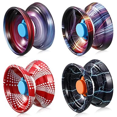 4 Pieces Yoyo Alloy Responsive Ball, Metal Yoyo String Trick Ball for Beginners, Boys, Adults Players Auto Return Technology Ball(Multi Style)