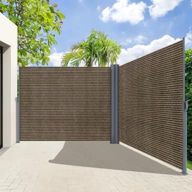 KANAGAWA 71'' x 236'' Retractable Side Awning - Folding Patio Privacy Screen | Waterproof & UV-Resistant Outdoor Shade Divider for Patio, Garden, Balcony & Commercial Use(Mocha)