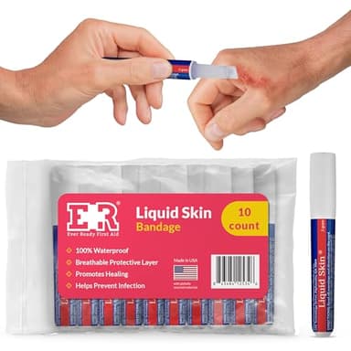 Liquid Bandage for Skin – Waterproof Skin Glue for Wound Closure, Flexible Liquid Barrier with Non-Sting Formula – Long-Lasting Liquid Bandage - 10 Count