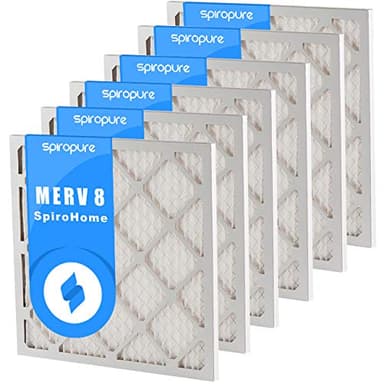 SpiroPure 7.50X7.5X1 MERV 8 Pleated Air Filters - Made in USA (6 Pack)