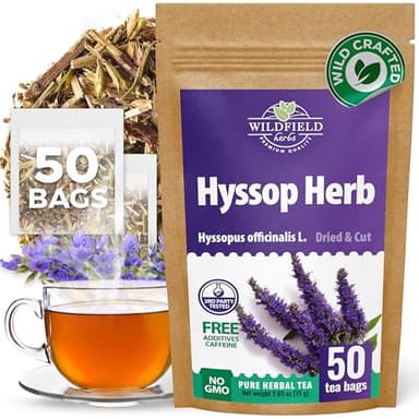 50 Bags Hyssop Dried Herb Hyssop Tea Herbal (Hyssópus Officinális) - 50 Count 1.5 g Tea Bag Herb Hyssops Hissop Hysopp Hisopo