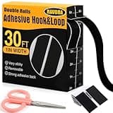 30Ft x 1 Inch Hook and Loop Strips with Adhesive, Double Rolls of Heavy Duty Self Adhesive Tape with Backing, Nylon Self Adhesive Tape for Home Office School and Crafting,Black