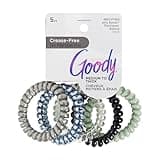 Goody Dentless Spiral Hair Ties, Cool Tones Phone Cord Coils - 5 Ct, Secure Hold Jelly Bands for Medium-Thick Hair for Women & Men