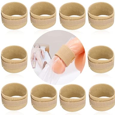 Male External Catheter Strap Leak Free Penile Clamp Fully Adjustable Urinary Sheaths Fixer Band for Prostate Surgery Prostatectomy Reusable Washable Incontinence Supplies(Pack of 10)