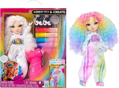 Rainbow High Air Brush & Create DIY Fashion Doll with Airbrush Marker Kit, Washable Rainbow Markers, Long Hair, Green Eyes, Color, Create, Play, Rinse and Repeat. Creative 4-12+