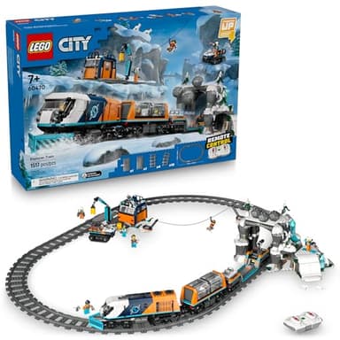 LEGO City Explorers' Arctic Polar Express Train Set - Building & Learning Toys for Kids - Remote Controlled Train for Boys & Girls, Ages 7+ - with 6 Explorer Minifigures - Birthday Gift Idea - 60470