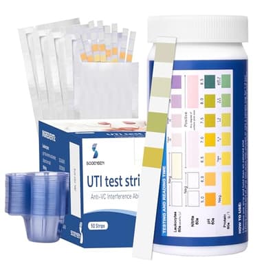 4-in-1 UTI Test Strips, 50ct Full Panel Urinary Tract Infection Test Kit at Home for Women Men Kids, Urinalysis Leukocytes, Nitrites, PH, Protein Urine Strip for UTI and Bladder, 50 Strips 50 Cups