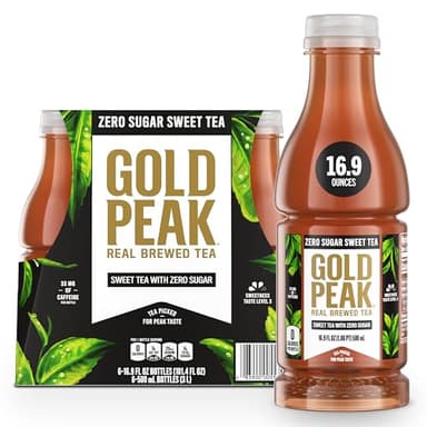 Gold Peak Iced Tea, Zero Sugar Sweet Tea Bottles, 16.9 fl oz, 6 Pack