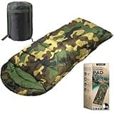 SereneLife Backpacking Sleeping Bag Camping Gear, Mummy Sleeping Bag for Adults/Teens w/Pillow and Bag, Outdoor Lightweight Weather Proof Sleeping Bag for Camping, Hiking Traveling, Camouflage