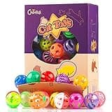 CHIWAVA 48 Pack Plastic Noisy Cat Toy Balls with Bell Kitten Chases Toy 8 Type Assorted Color Size