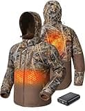 TIDEWE Heated Jacket for Men with Battery Pack, Waterproof Hunting Jacket with Detachable Hood, NEXT EVOS, Size L