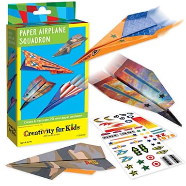 Creativity for Kids Paper Airplane Squadron - Create 20 Paper Airplanes, Mini Craft Kit for Boys, Great Spring Crafts and Gift for Boys, Kids Activities (Ages 6+)