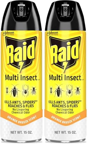 Raid Multi Insect Killer, Orange Breeze Scent Bug Killer for Indoor and Outdoor Use, Kills Bugs on Contact, 15 Oz (Pack of 2)