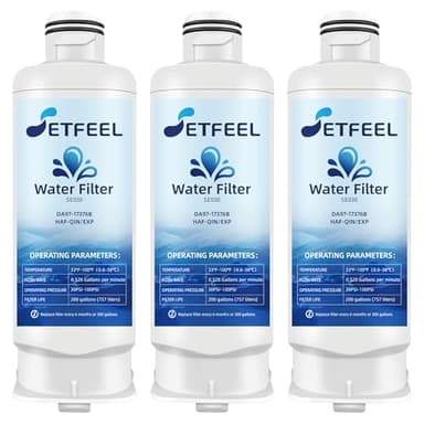 HAF-QIN Refrigerator Water Filter for Samsung HAF-QIN/EXP, Carbon Block Filtration, DA97-17376B Rs27t5200sr hafqin Rs22t5201sr Rf27t5241sr Rf29a9671sr, Bespoke Water Filter 3 PacK SETFEEL