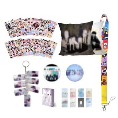 Gift Set - Including 1Pcs Double-Sided Printed Throw Pillow Case, Card, Stickers, Badge Pins, Lanyard, Phone Holder Ring, Key Chain