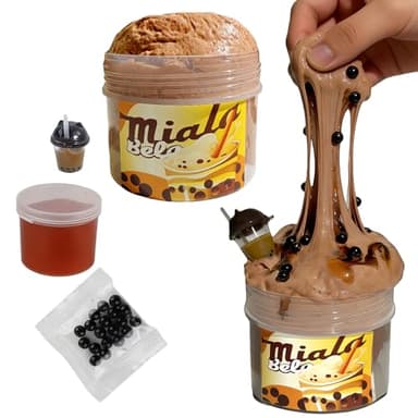 Bubble Tea Slime Kit - Thick & Glossy ASMR Slime with Pearls, Handmade Collectible Sensory Toy for Stress Relief, Fidgeting, Anxiety Relief