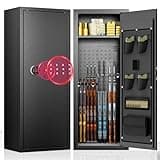 Bonusall 10-12 Rifle Gun Cabinets for Home Rifle and Shotgun, Fireproof Gun Safe for Rifles and Pistols,Quick Access Rifle Safe with Digital Keypad,Adjustable Shelves & Handgun Pockets