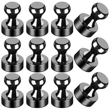 LOVIMAG Fridge Magnets 12Pcs Refrigerator Whiteboard Small Strong Magnet Classroom Kitchen Accessories Decorative Locker Set Decor Must Haves Office Calendar Refrigerador Magnetic Cute Crafts Black