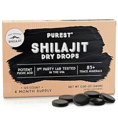 Pure Himalayan Shilajit Dry Drops, 100% Pure Natural Shilajit, Grade A, Max Potency 85+ Clean Trace Minerals & Fulvic Acid for Energy, Metabolism & Immune Support Supplement for Men & Women (120 tabs)