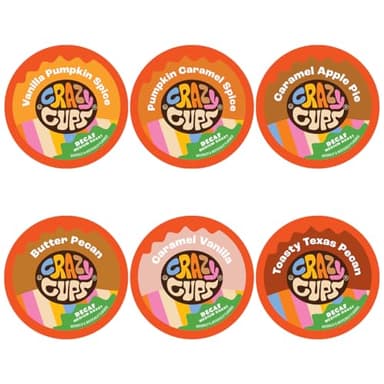 Crazy Cups Fall Coffee Pod Sample Variety Pack for Keurig K-Cup Coffee Maker, Decaf Fall Flavors, 30 Count