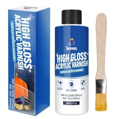 High Gloss Varnish for Acrylic Painting Clear Coat for Acrylic Paint, Polyurethane Clear Gloss Paint Sealer Varnish for Artwork,Craft Anti Cracking,Scratches,Wear,Non-Yellowing,Painting Kit with Brush