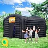 Step4Fun Large Black Inflatable Night Club 18x16x12 Ft Party Tent with Logo Area Disco Cube for Wedding Birthday Raves Dance Floor Yard Party