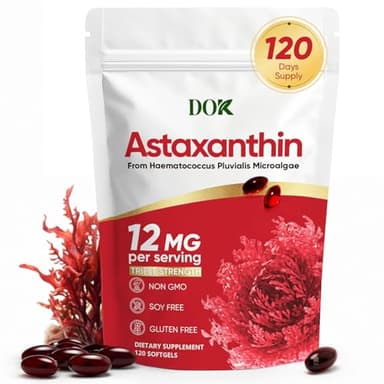 Astaxanthin 12mg, Premium astaxanthin Supplements, Fresh Microalgae Source, Natural Antioxidant Supplement for Eye, Joint, Skin Health, Natural Tanning, Non-GMO & No Gluten, 120 Softgels