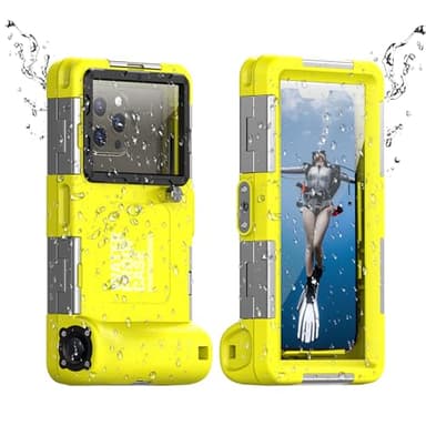 YNVYFI 2026 Underwater Snorkeling Diving Phone Case for Phone 17/16/15/14/13/12Pro Max/Galaxy S25/S24/S23.(50ft/15m) Professional Scuba Dive Waterproof Case Underwater Photo Video（Yellow）