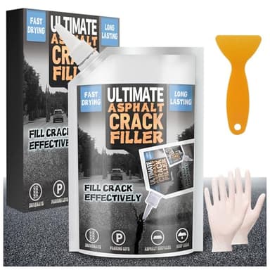 Asphalt Crack Filler, 17.6 Floz High Elasticity Asphalt Driveway Crack Filler, Self Leveling Blacktop Sealant for Filling in Cracks on Driveway and Road, Blacktop Concrete Joint Filler