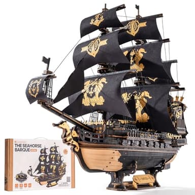 ROKR 3D Wooden Puzzles for Adults,Seahorse Barque Model kit, 603 Piece 3D Puzzles for Adults&Teens,Ideal Gift for Adults