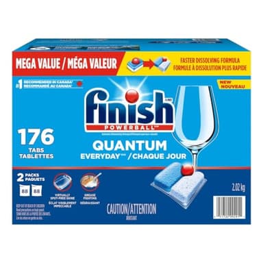Finish Powerball Quantum Everyday Dishwasher Detergent Tablets, Mega Value Pack - 176 Count, 2.02 kg