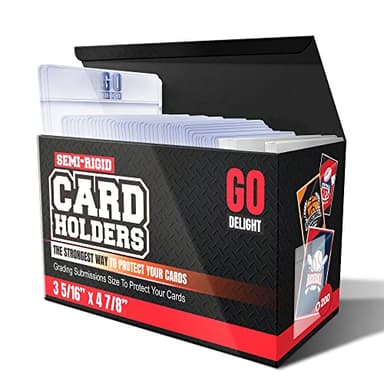 Semi Rigid Card Holders for PSA, SGC, BGS, CSG Grading – 400 Bundle - Baseball Card Sleeves - 200 Card Holders for Trading Cards + 200 Soft Sleeves – 3-5/16” x 4-7/8” with 1/2” Lip