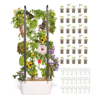 Gardyn Home 4 Vertical Hydroponics Growing System Kit - 30 Non-GMO Plants, Herbs, Vegetables - Smart Tower Garden Hydroponic Herb Garden Planter Indoor Kit - Indoor Gardening System w/LED Grow Lights