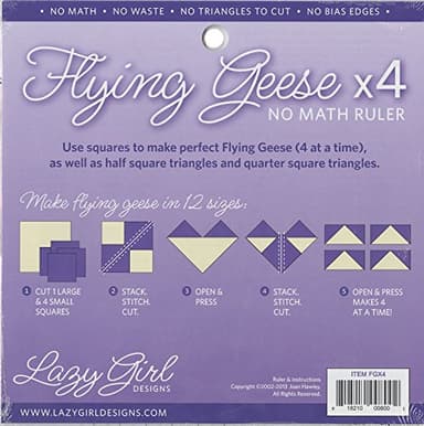 Lazy Girl Designs Flying Geese X 4 No Math Ruler 8 1/4" Square