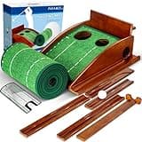 FAFAMESO Golf Putting Mat for Indoor, Thanksgiving Putting Green Training Equipment with Ball Return, Mini Golf Practice Training Aid for Home and Office, Golf Gifts for You