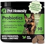 Pet Honesty Probiotics for Dogs, Dog Probiotics for Diarrhea & Bowel Support, Digestive Enzymes Promotes Gut Health, Immunity Health & Itch Relief, Prebiotics and Probiotics (Duck 90 ct)