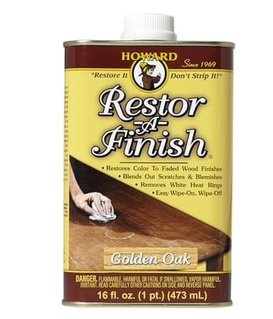 Howard Products Restor-A-Finish, Wood Stain to Restore a Finish for Wood Surfaces, Golden Oak, 16 Fl Oz, Pack of 1