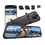 ACUMEN 12" Rear View Mirror Camera,3 Channel 1080P Mirror Dash Cam Front and Rear and Inside,Backup Camera for Cars & Trucks with WiFi,GPS,WDR Night Vision,64GB Card (M4 3CH)