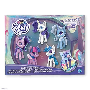 My Little Pony Unicorn Sparkle Collection Set of 5 Toy Pony 3-inch Figures with Glittery Unicorn Horns and 12 Surprise Accessories