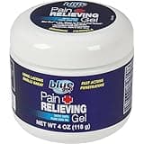 Blue Goo Pain Relieving Gel, Fast Acting, Cooling/Soothing Relief, for Back/Neck Pain, Muscle/Joint Pain, Sprains, Strains, Made with 100% Pure EMU Oil, Clear, 4 Oz