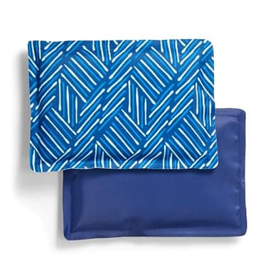 Cool Coolers by Fit & Fresh 2 Pack Soft Ice, Flexible Stretch Nylon Reusable Ice Packs for Lunch Boxes & Coolers, Navy Sketch Weave & Blue