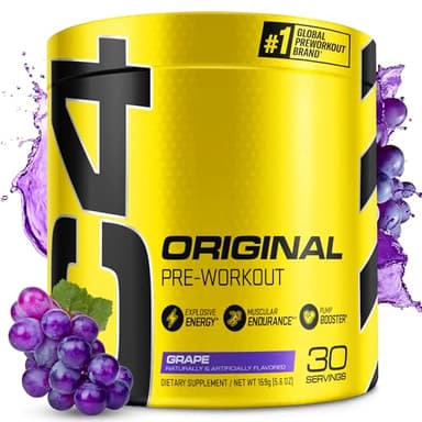 Cellucor C4 Original Pre Workout Powder Grape Sugar Free Preworkout Energy for Men & Women 150mg Caffeine + Beta Alanine + Creatine - 30 Servings (Packaging May Vary)