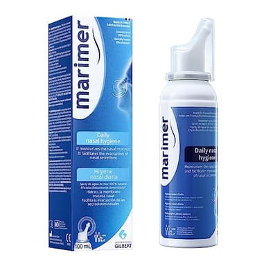 Marimer Natural Saline Nasal Spray, 3.38 fl oz (100 ml) 0.9% Isotonic Seawater for Daily Nasal Cleansing & Moisturizing, Drug-Free