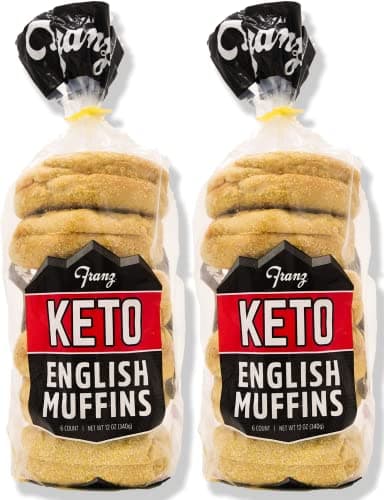 Franz Keto English Muffins - Low Net Carbs, Same Great Taste 2 Pack (2 x 12oz) with Keto Lifestyle Guide